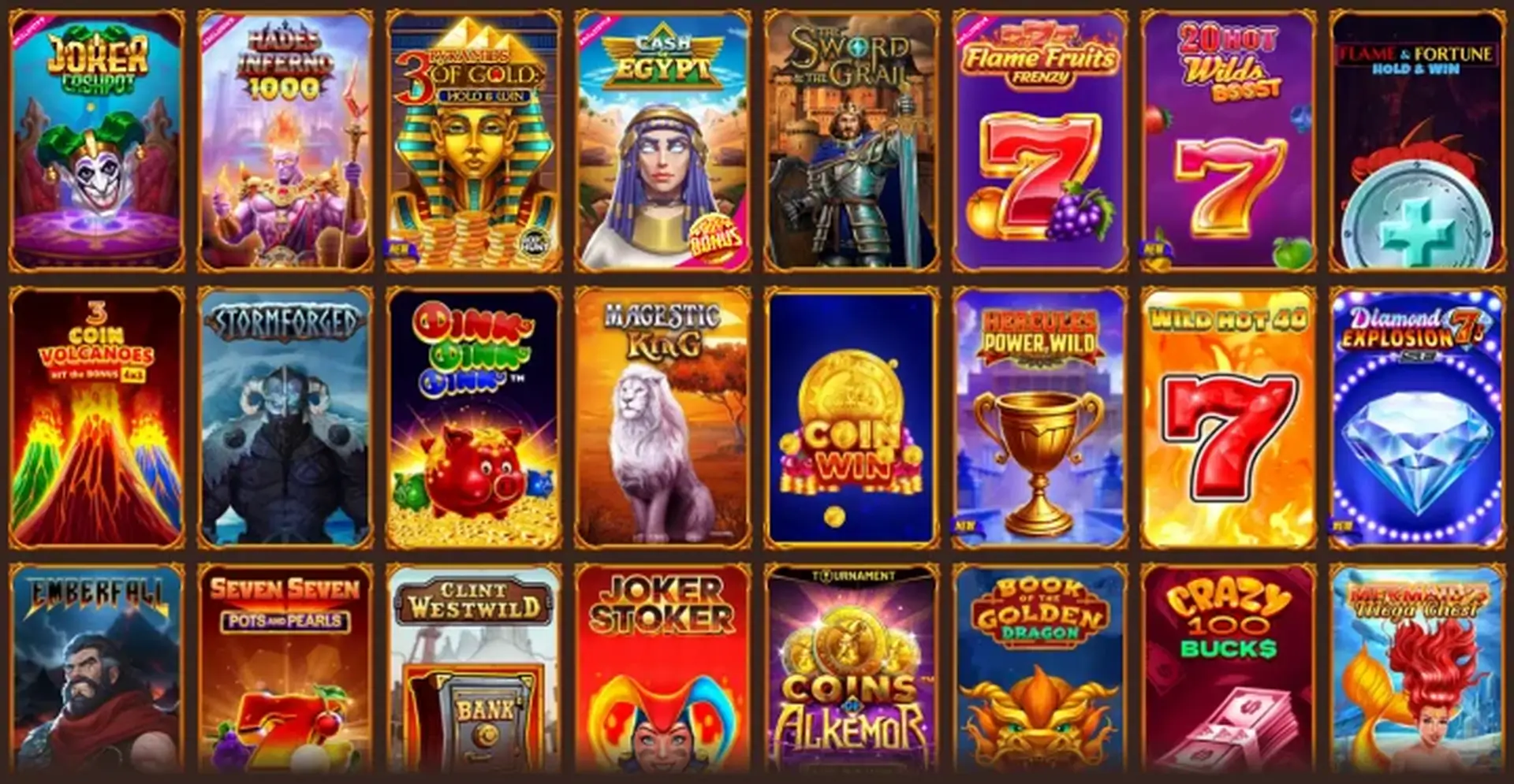 AbuKing slotlobby met categorieën en spelfilters